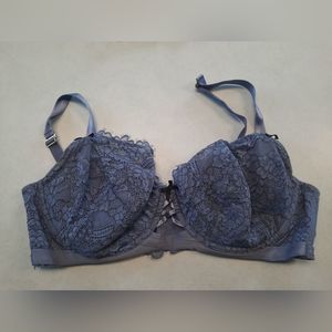 Cacique Lightly Lined French Balconette Bra Periwinkle Lace 42DD
